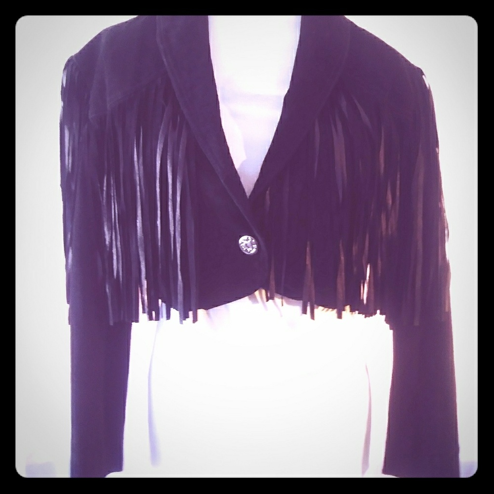 Leather Fringe Bolero Style Jacket